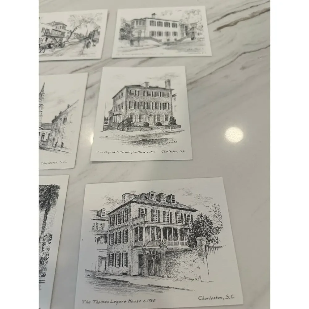 Vintage Charleston Sketches John Moll Note Cards Heritage Art 9 Cards Boxed Set